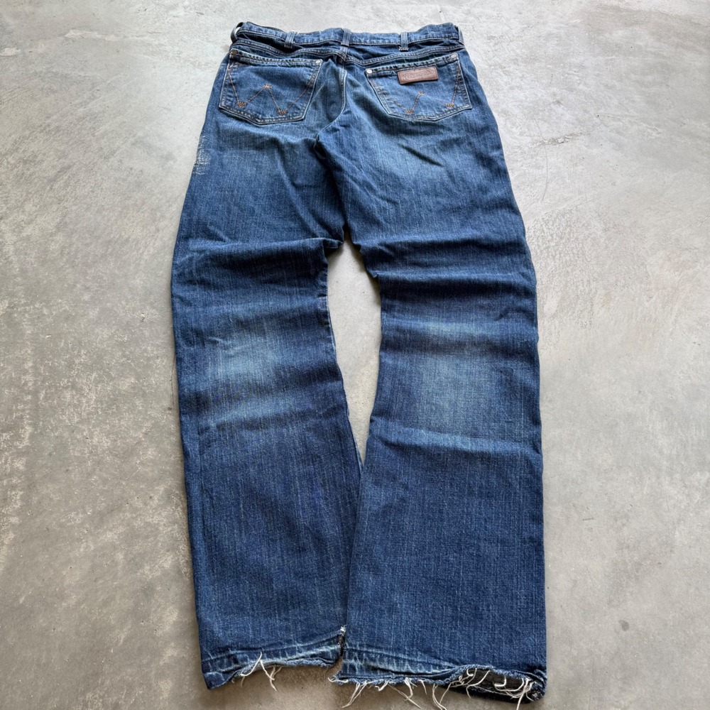 Wrangler Retro Relaxed Boot Jeans Mens 33x36 Blue Denim 10WRT20JH Distressed